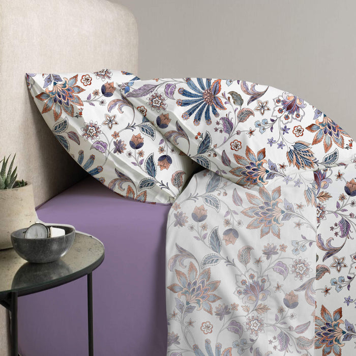 4-Piece Luxury Cotton Comforter Set Queen/King Size Botanical Print