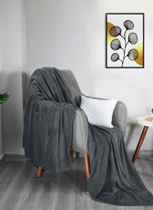 Soft Flannel Blanket Double Size 220x240cm Silver - Cotton Home
