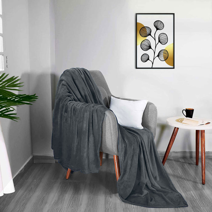 Micro Flannel Blanket Single Piece - 220x240cm - Silver