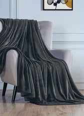 Soft Flannel Blanket Double Size 220x240cm Silver - Cotton Home