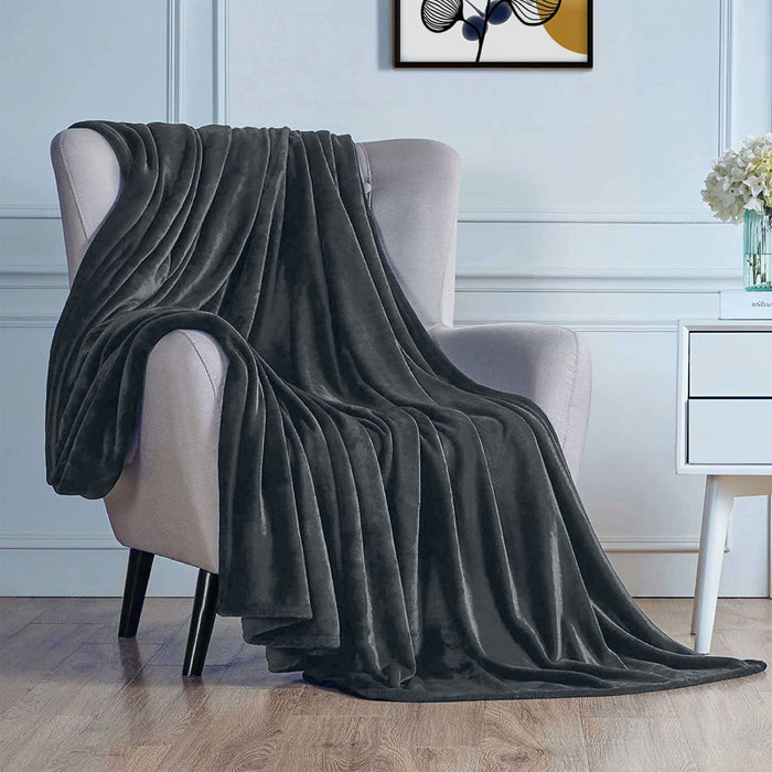 Micro Flannel Blanket Single Piece - 220x240cm - Silver