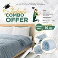 Students Combo Offer 3-Piece Roll Comforter Set - Metallic Blue