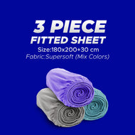 Combo Offer 3Pc Fitted sheet & 2Pc Quilted Pillow