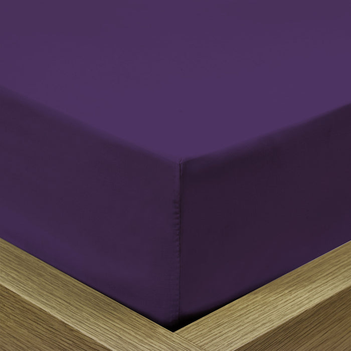 3 Piece Fitted Sheet Set Super Soft Violet Single Size 120x200+25cm with 2 Pillow Case - Cotton Home