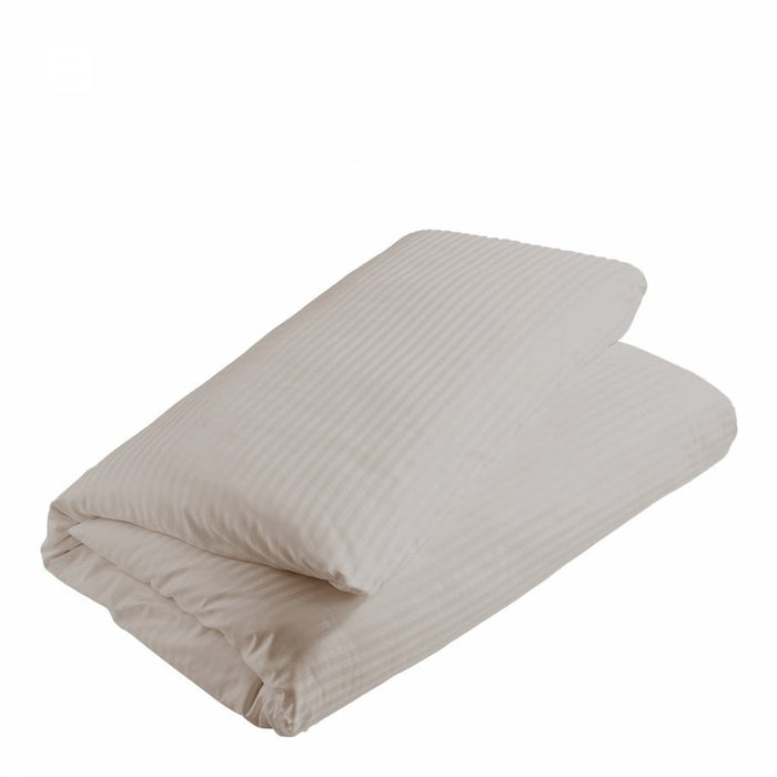 6-Piece Duvet Cover 100% Cotton  (1 Duvet Cover + 1 Fitted Sheet + 4 Pillow Cases) 240x260cm King - Beige Stripe - Cotton Home