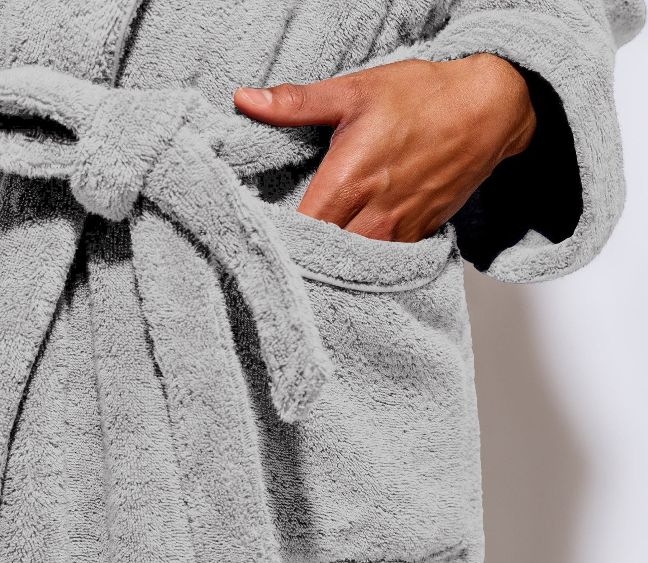 Buy Bathrobe With Pockets Terry Light Grey In Dubai, Abu Dhabi, UAE