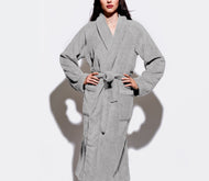 Premium Cotton Stone Terry Bathrobe with Pockets Suitable for Men and Women, Soft & Warm Terry Home Bathrobe, Sleepwear Loungewear, One Size Fits All