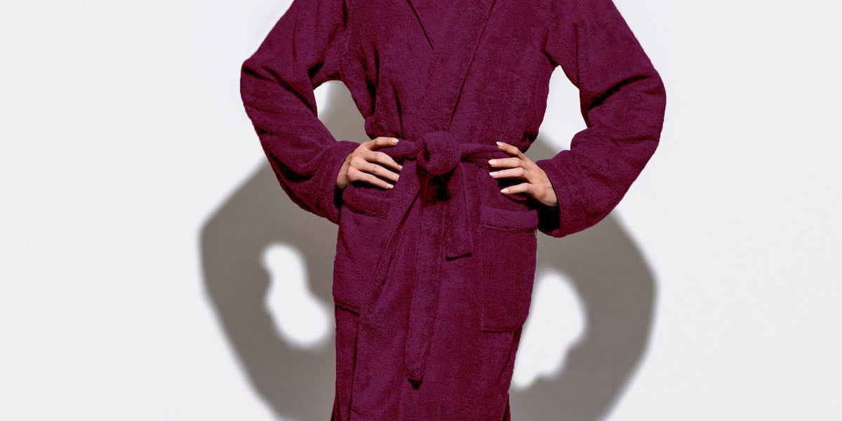 Buy Premium Cotton Maroon Terry Bathrobe with Pockets Suitable for Men