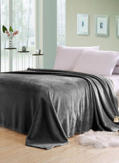 Soft Flannel Blanket Double Size 220x240cm Silver - Cotton Home