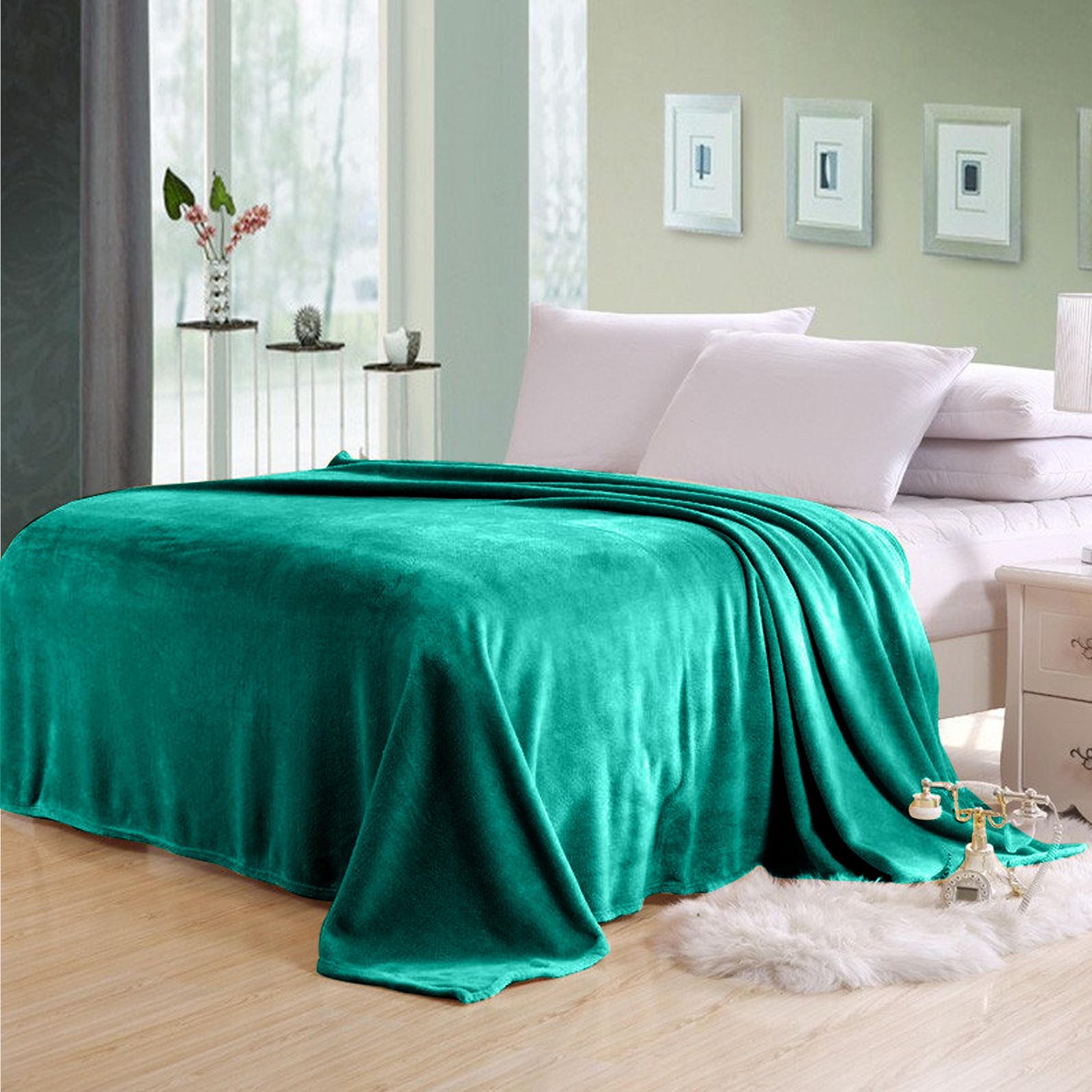 Micro Flannel Blanket Single Piece - 220x240cm - Green