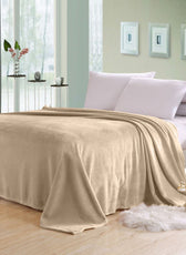 Soft Flannel Blanket Double Size 220x240cm Beige - Cotton Home