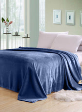 Soft Flannel Blanket Double Size 220x240cm Navy Blue - Cotton Home