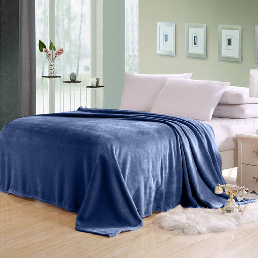 Soft Flannel Blanket Double Size 220x240cm Navy Blue - Cotton Home