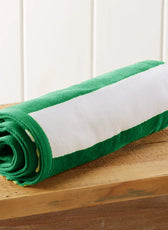 Oversized 100% Cotton Striped Pool Towel - Green