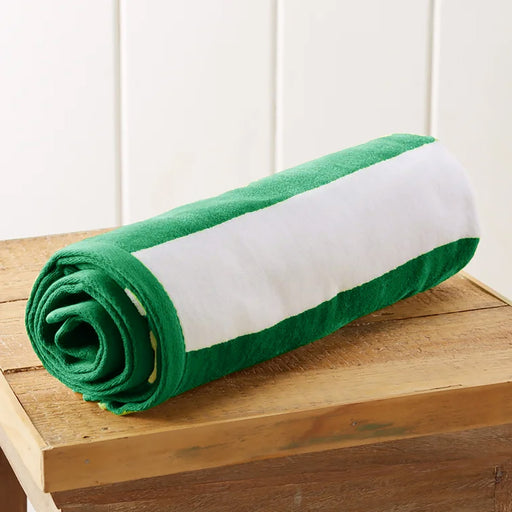 Oversized 100% Cotton Striped Pool Towel - Green