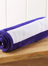 Oversized 100% Cotton Striped Pool Towel - Navy Blue