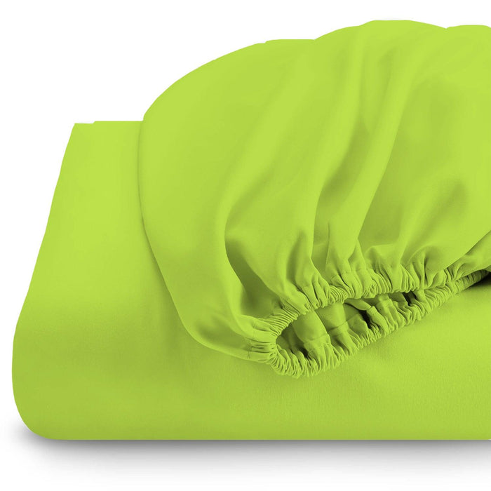 Rest Super soft Fitted sheet 160 X 200 + 30 CM-Lime - Cotton Home